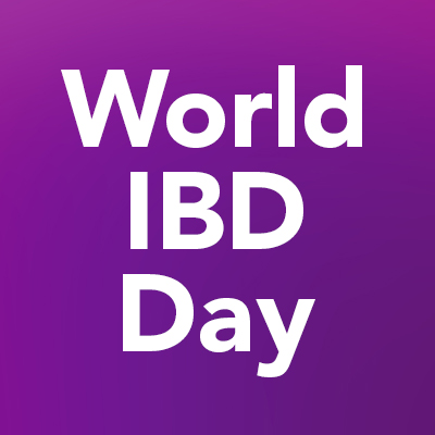 "World IBD Day" text on a purple background