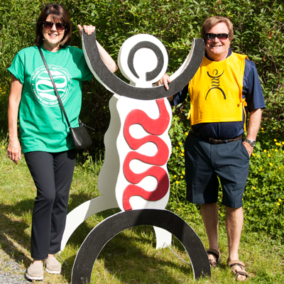Gutsy Walk attendees with cutout