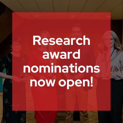 Research nominations now open text on a background of last year