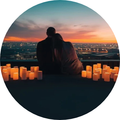 A couple looking at a beautiful sunset