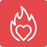 Courageous icon - Heart on fire