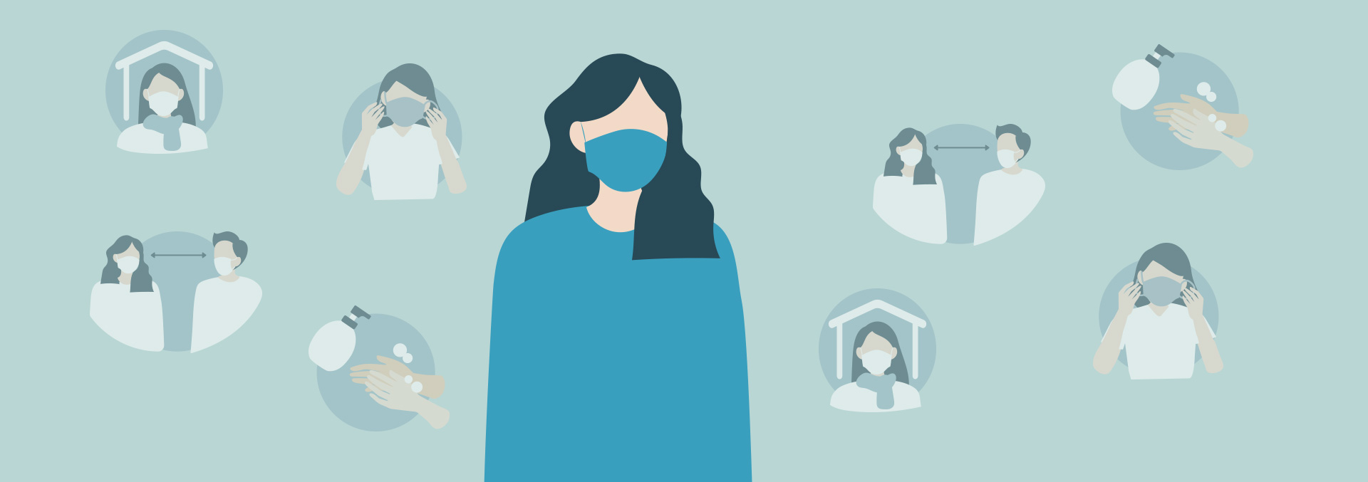 people taking COVID-19 precautions