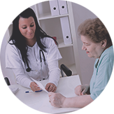 Nurse discussing treatment and medications with a patient