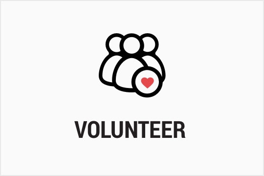 Volunteer with heart wordmark