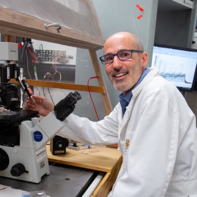 Researcher in his lab