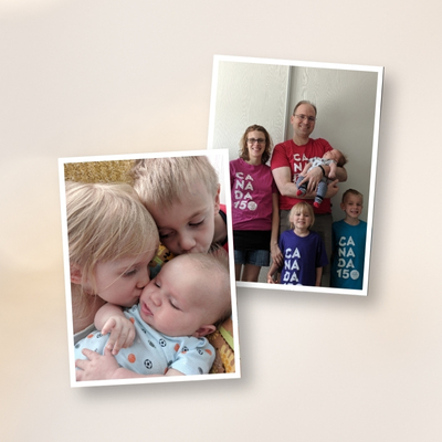 Laura and Pascal, parents living with IBD, and their children