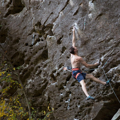 Mark Scherle rock climbing