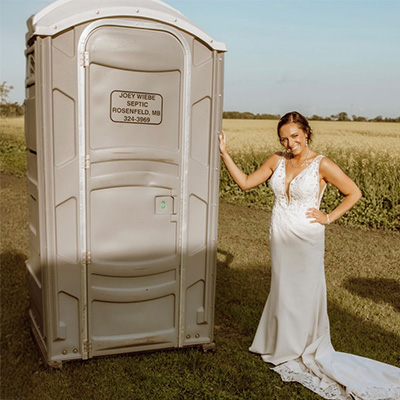 Wedding with portable toilet