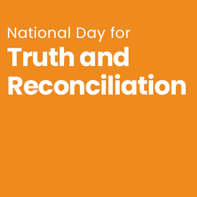 Truth and Reconcilliation text on an orange background